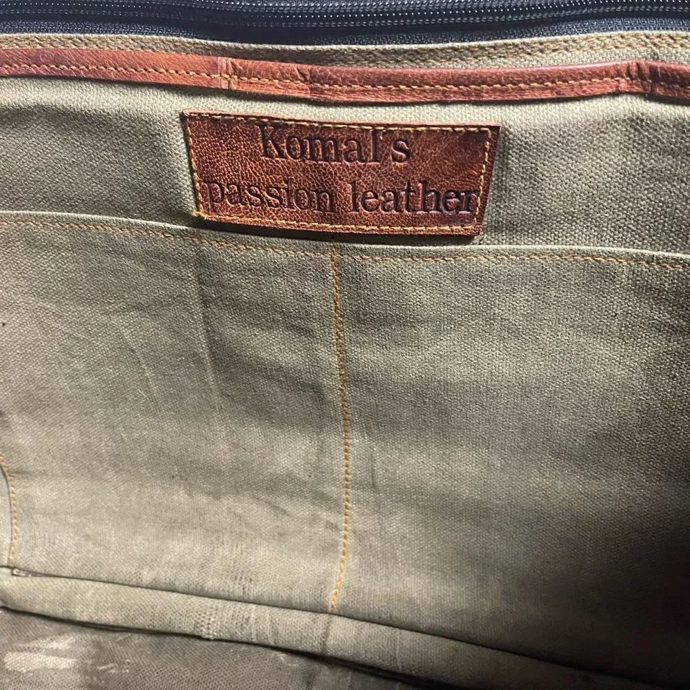 Komal's Passion  Leather distressed tan Messenger Commuter large Shoulder Bag